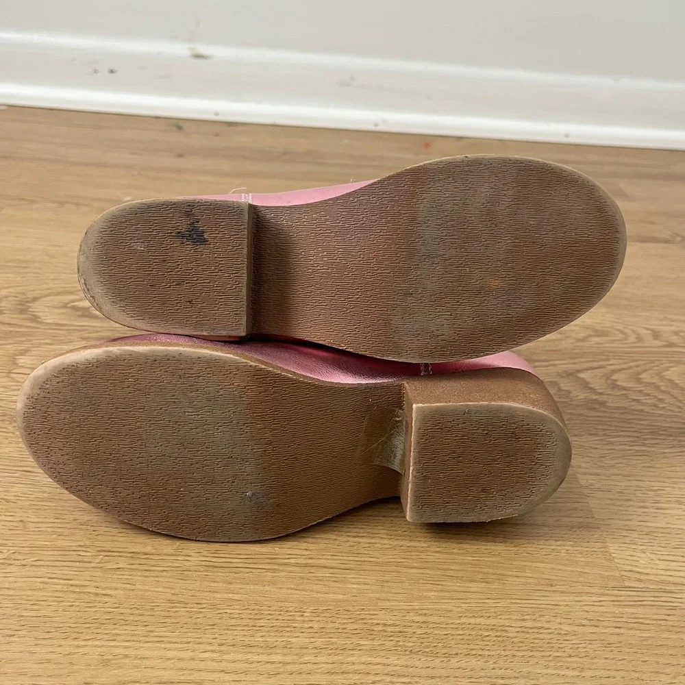 Metallic Pink Western Cowboy Boots Kids Size 2 Star Pull Tab Faux Leather